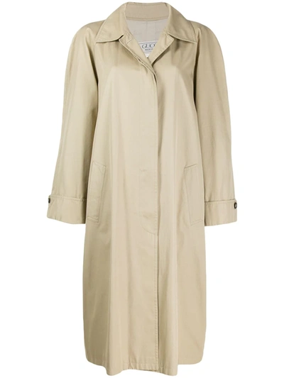Pre-owned Gucci 1980's Concealed Fastening Loose Midi Coat In Metallic