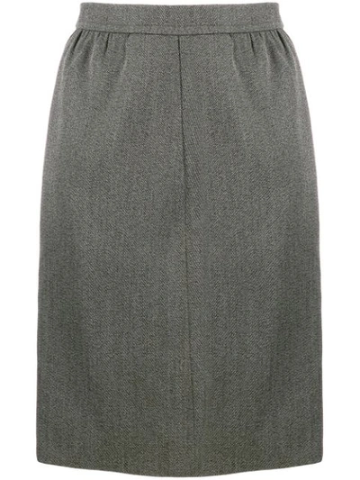 Pre-owned Saint Laurent 1980's Straight Tailored Skirt In Grey