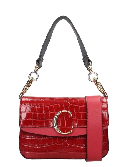 Chloé Chloe C Media Shoulder Bag In Red Leather