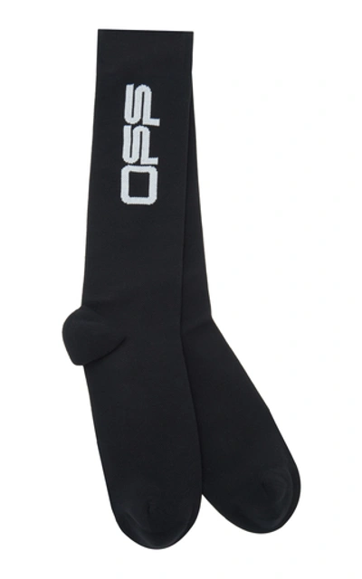 Off-white Logo Print Crew Socks In Black