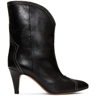 Isabel Marant Dythey Leather Ankle Boots In Black