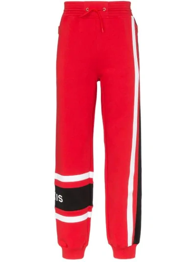 Givenchy Tapered Logo-embroidered Loopback Cotton-jersey Sweatpants In Red