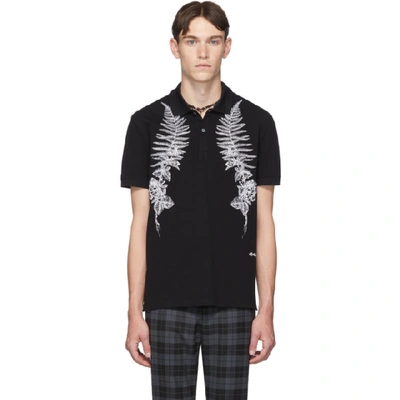 Alexander Mcqueen Frosted Fern Print Polo Shirt In Black