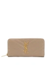 Saint Laurent Monogram Zip Around Wallet In Neutrals