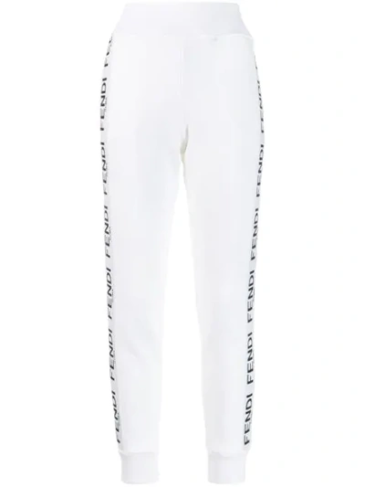 Fendi Tapered Track Style Trousers In White