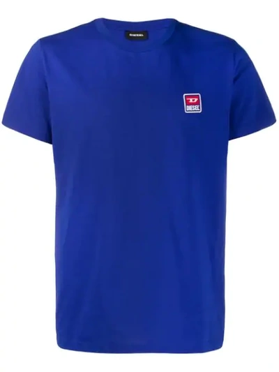 Diesel T-shirt Mit Logo-patch In 8cr Blue