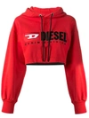 Diesel Cropped Hoodie With Denim Division Logo In Red