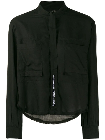 Diesel Fluid Shirt With Knitted Detail In Black