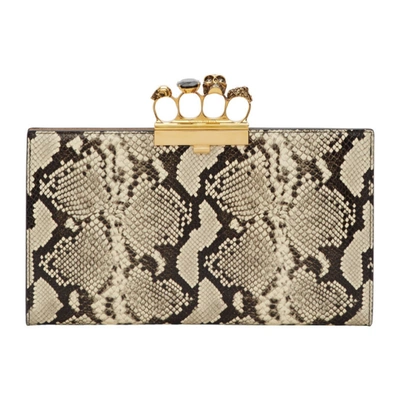 Alexander Mcqueen Snakeskin Effect Four-ring Clutch In 1250 Roccia