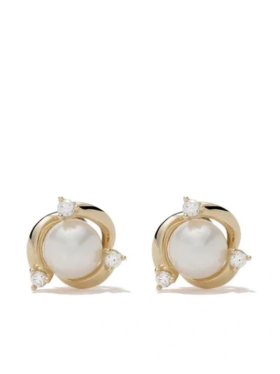 Yoko London 18kt Yellow Gold Trend Freshwater Pearl And Diamond Earrings In 6