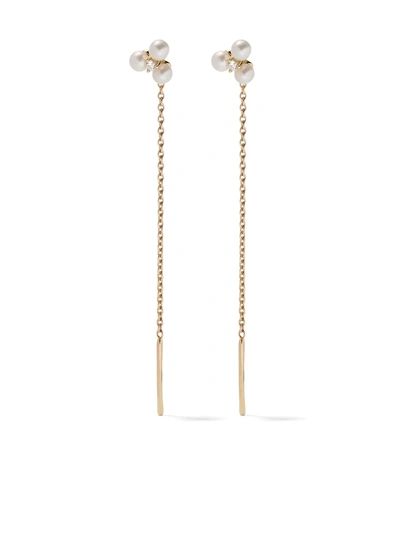 Yoko London Women's Trend 18k Yellow Gold, 3-3.5mm Freshwater Pearl, & Diamond Threader Earrings