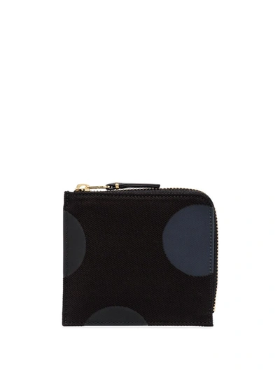 Comme Des Garçons Black Polka Dot Half-zip Leather Wallet In Black