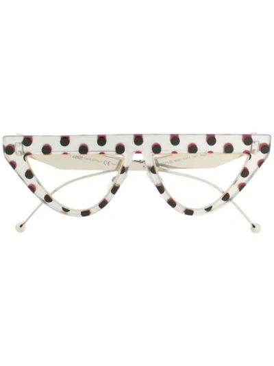 Fendi Dotted Pattern Sunglasses In 白色