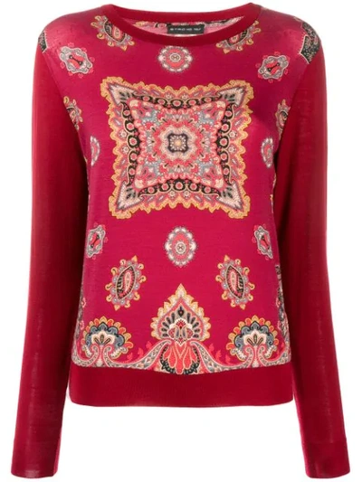 Etro Bandana Pattern Knitted Top In Red