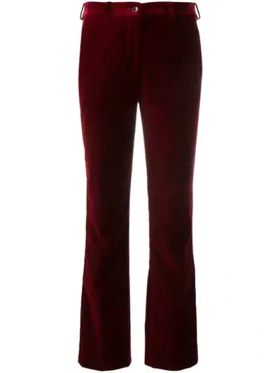 Etro Plain Velvet Trousers In Red