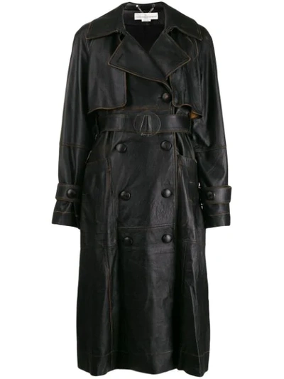 Golden Goose Vintage Style Leather Coat In Black