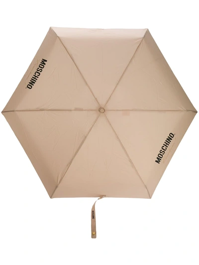 Moschino Couture-print Umbrella In Neutrals