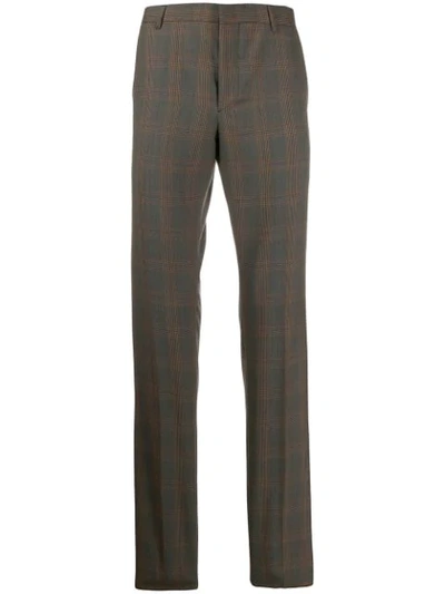 Prada Checked Tailored Trousers In F0038 Burnt