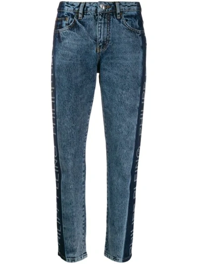 Philipp Plein Logo Panelled Straight-leg Jeans In Blue