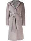 Herno Belted Wrap Overcoat In Grey
