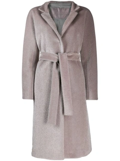 Herno Belted Wrap Overcoat In Grey