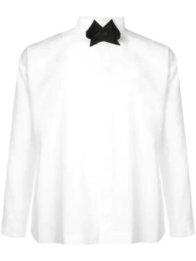 Issey Miyake Contrast Collar Shirt In White