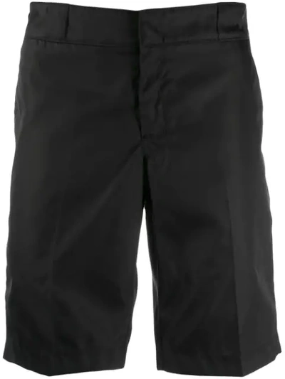 Prada Logo Plaque Tailored Shorts In F0002 Black