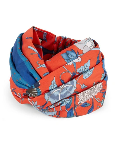 Gucci Floral Print Padded Silk Headband In Multi Pattern