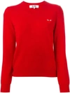 Comme Des Garçons Play Embroidered Heart Sweater In Red