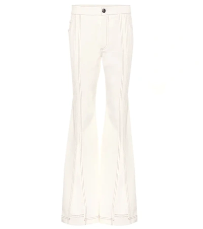 Chloé Slit-front Flared-leg Denim Pants In White