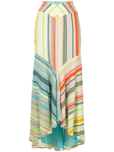 Silvia Tcherassi Beverly Striped Crepe De Chine Maxi Skirt In Multicolour