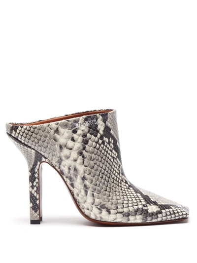 Vetements Boomerang Python-effect Leather Mules In Neutral