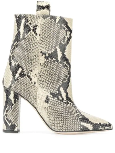Paris Texas Snake-effect 100mm Ankle Boots In Animal Print