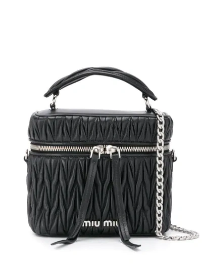 Miu Miu Matelassé Leather Box Bag In F0002 Nero