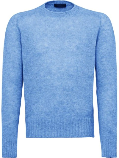 Prada Shetland Wool Sweater In Blue