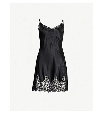 Aubade Soie D'amour Silk-satin Chemise In Noir