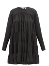 Merlette Soliman Long-sleeved Cotton-poplin Mini Dress In Black