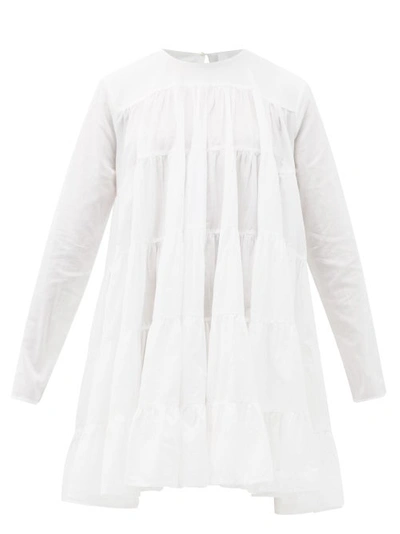 Merlette Soliman Long-sleeved Cotton-poplin Mini Dress In White