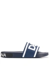 Dolce & Gabbana Stbarth Sliders In Dark Blue