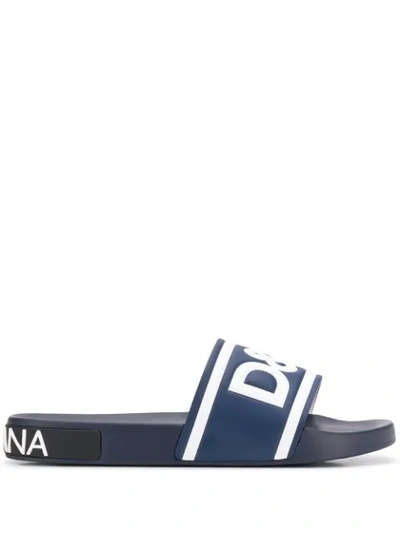 Dolce & Gabbana Stbarth Sliders In Dark Blue