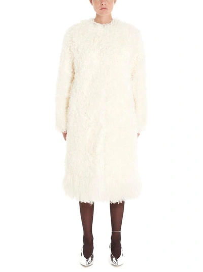 Givenchy Belted Shearling Fur Coat In White