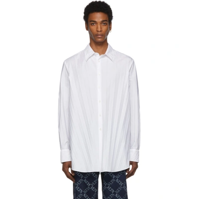 Valentino White Plisse Shirt In Bianco