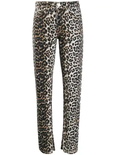 Ganni Leopard-print High-rise Slim-leg Jeans In Neutrals