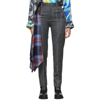 Charles Jeffrey Loverboy Draped-tartan Wool Tailored Trousers In Multicolour