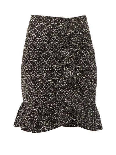 Giambattista Valli Ruffled Cotton-blend Tweed Skirt In Black Rose White