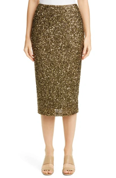 Lafayette 148 Casey Shimmering Sequin Pencil Skirt In Heritage Gold