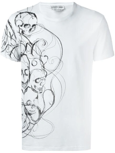 Alexander Mcqueen Skull-print Graphic T-shirt, White In White Multicolor