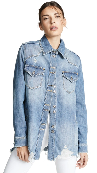 Free People Moonchild Oversize Shirt Jacket In Indigo Blue