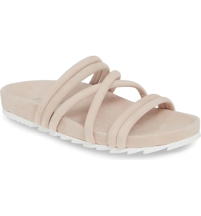 Jslides Tess Strappy Slide Sandal In Pink Nubuck Leather