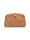 Bottega Veneta Lauren Napa Intrecciato Clutch Bag In Camel